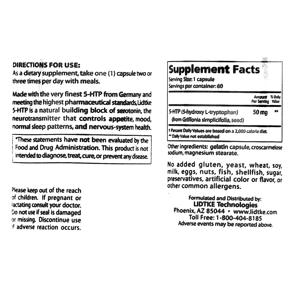 Product image for 5-HTP 50mg.