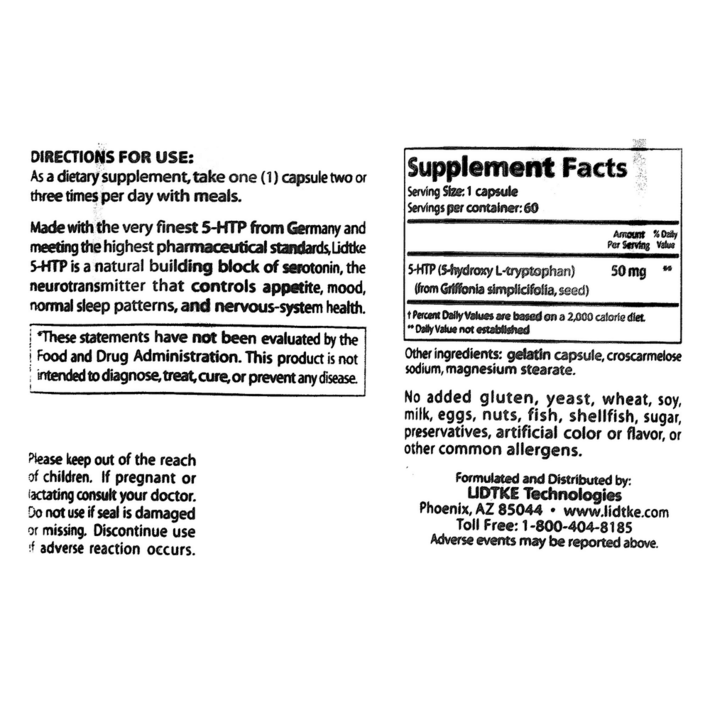 Product image for 5-HTP 50mg.