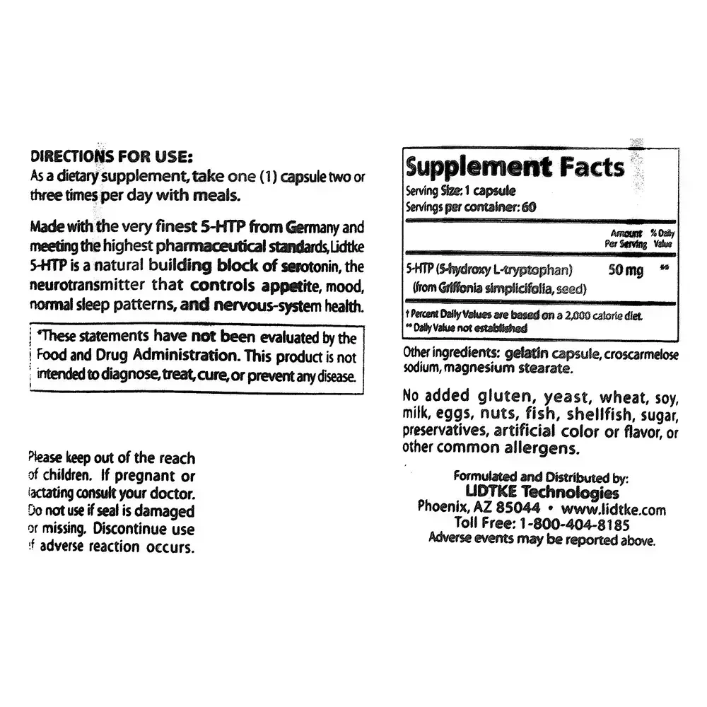 Product image for 5-HTP 50mg.