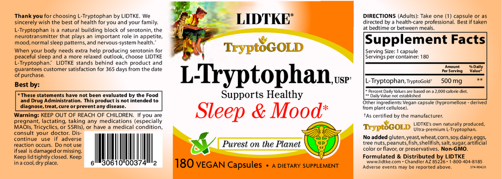 Product image for L-Tryptophan 500mg.