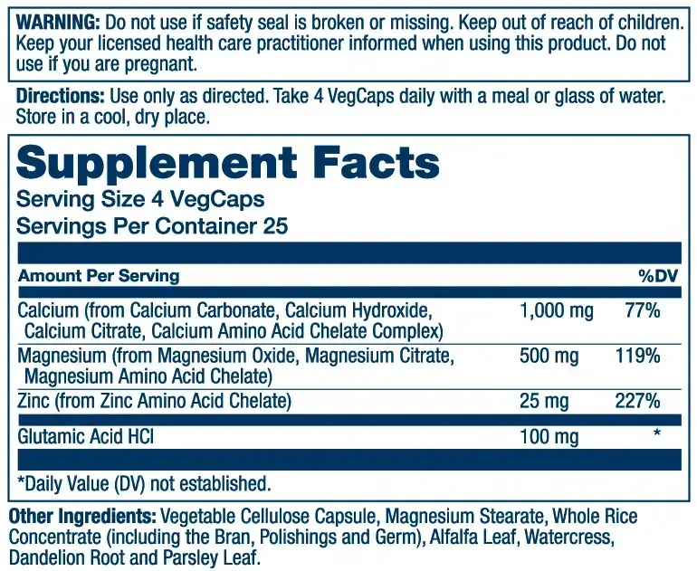 Product image for Calcium, Magnesium, Zinc.