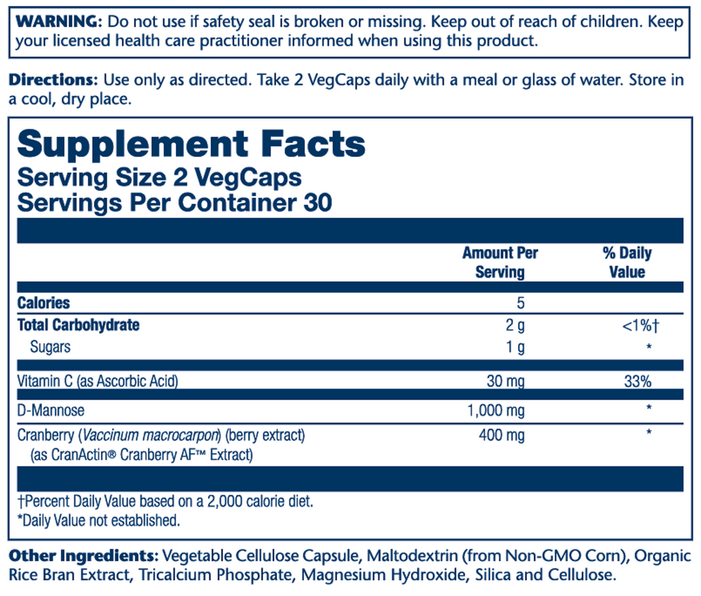 Product image for D-Mannose with CranActin Cranberry Extract.