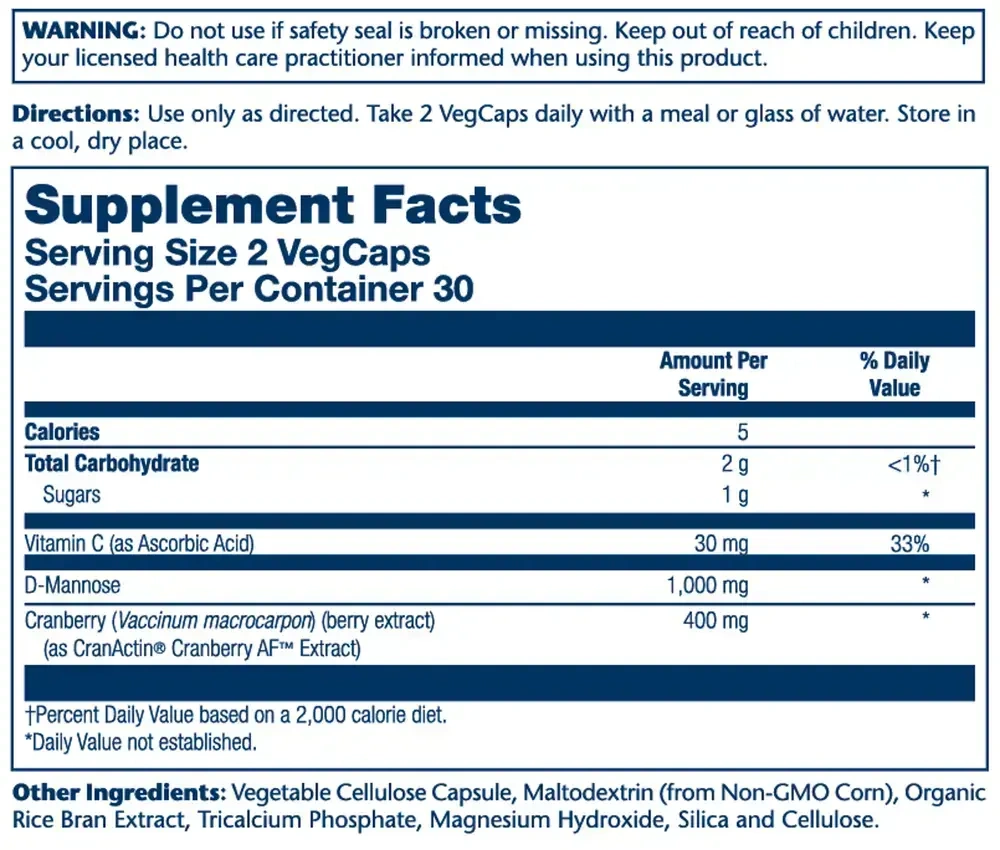 Product image for D-Mannose with CranActin Cranberry Extract.