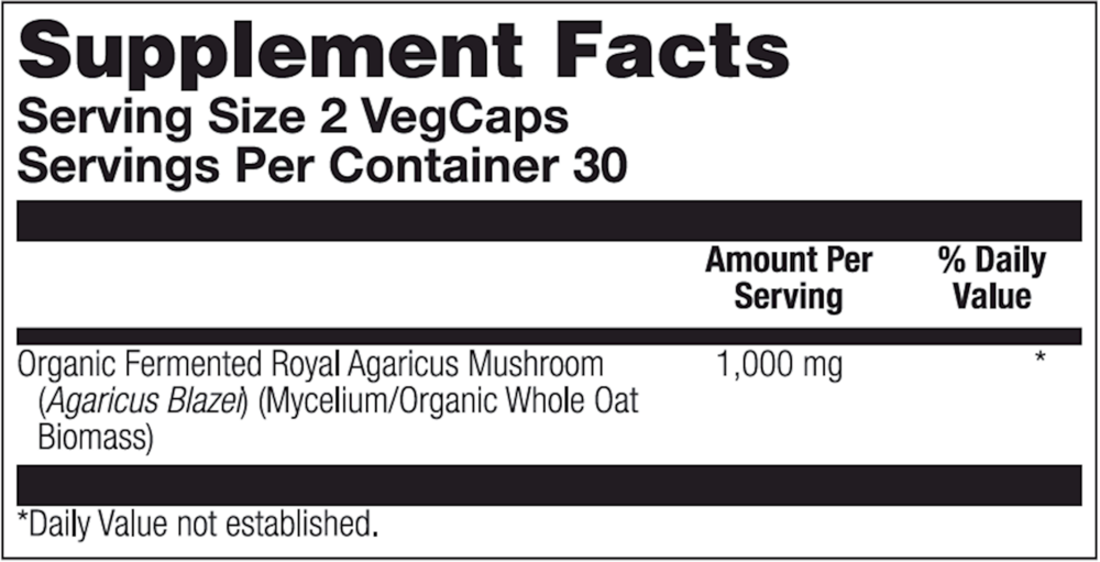 Product image for Organically Grown Fermented Royal Agaricus Mushroom.