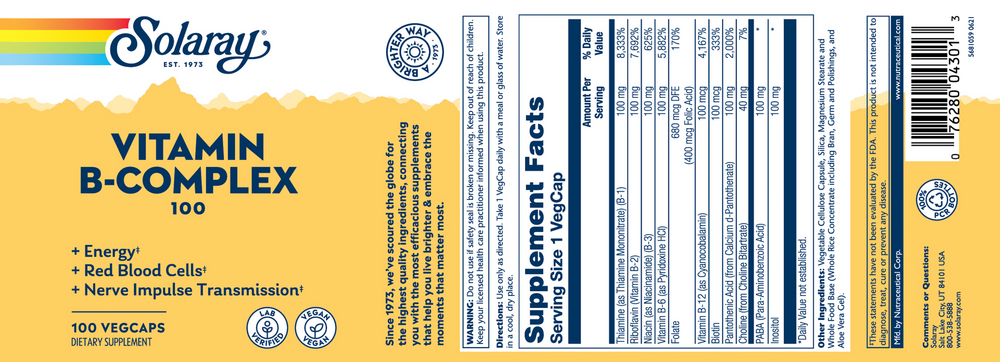 Product image for Vitamin B-Complex 100.