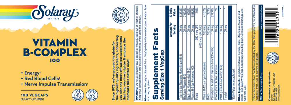 Product image for Vitamin B-Complex 100.
