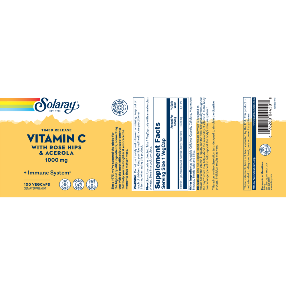 Product image for Vitamin C with Rose Hips &amp; Acerola, Two-Stage Timed-Release.