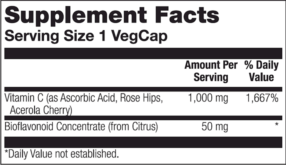 Product image for Vitamin C with Rose Hips, Acerola &amp; Bioflavonoids 1000mg.