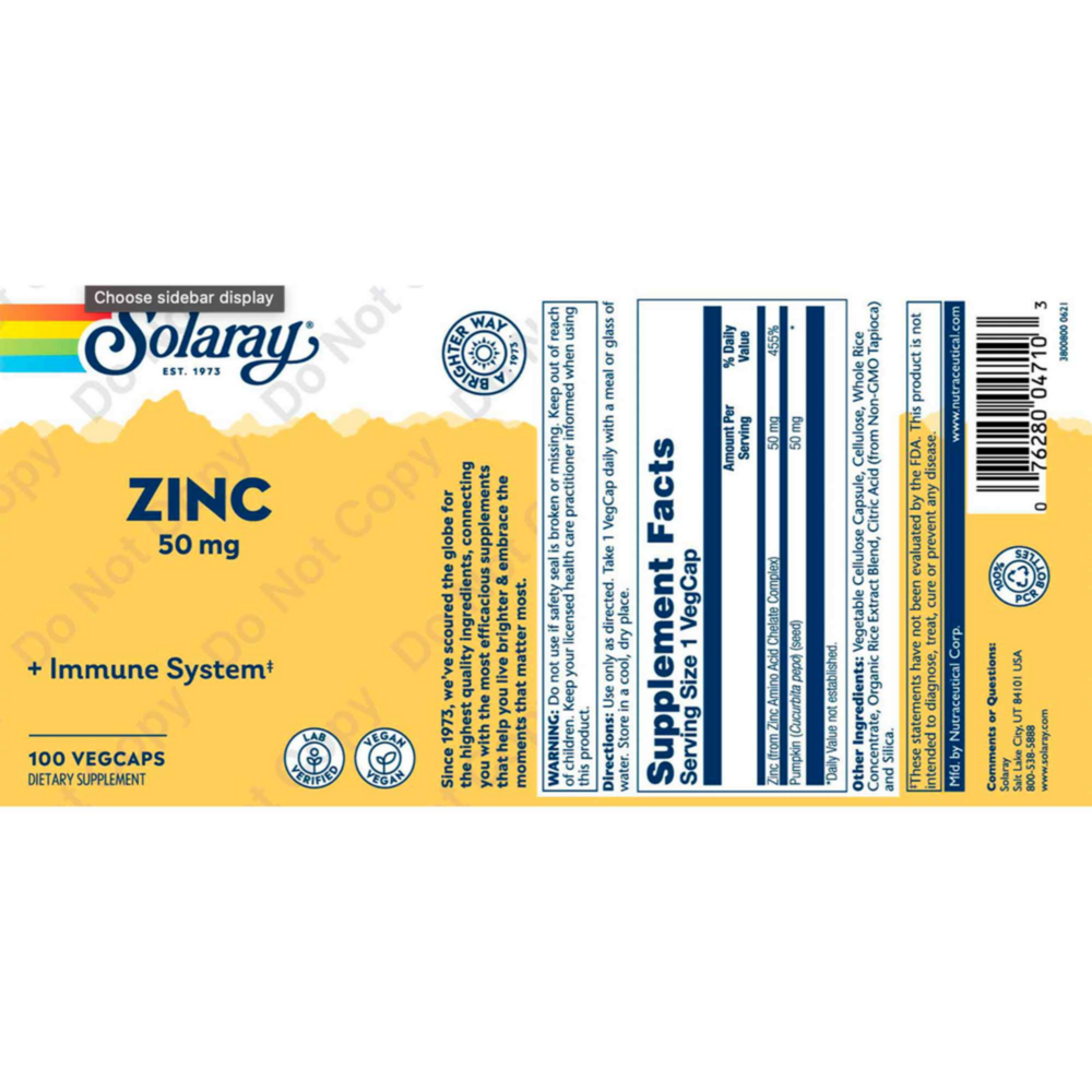 Product image for Zinc 50.