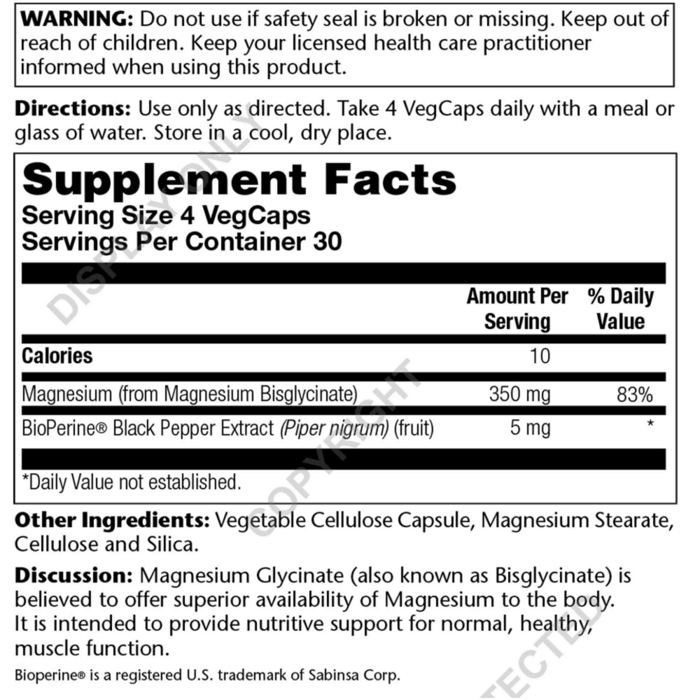 Product image for Magnesium Glycinate 350.