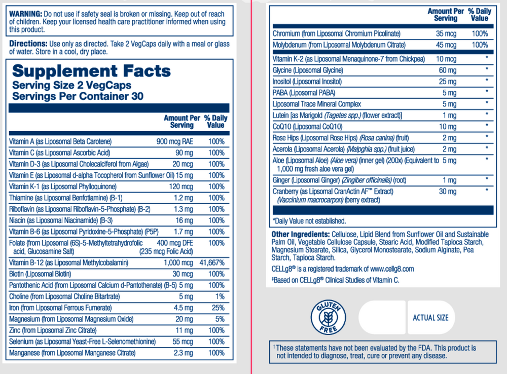 Product image for Liposomal Women's 50+ MultiVitamin.