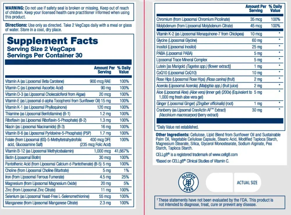 Product image for Liposomal Women's 50+ MultiVitamin.