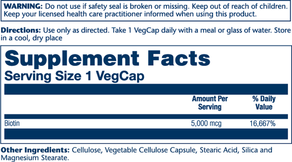 Product image for Biotin 5000 mcg Time Released.