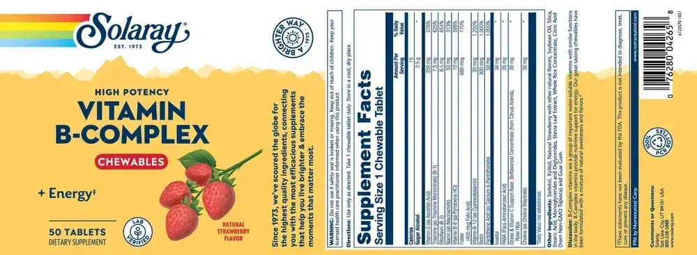 Product image for B-Complex Stress Formula, strawberry.
