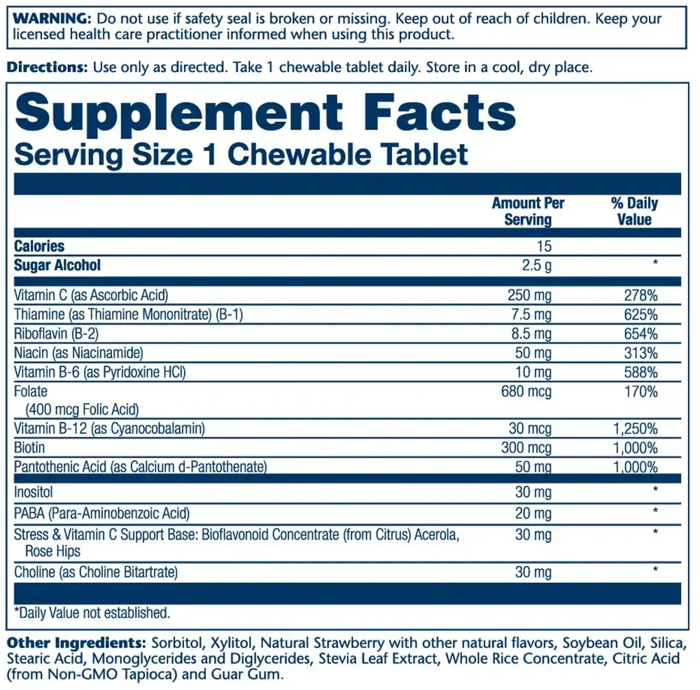 Product image for B-Complex Stress Formula, strawberry.