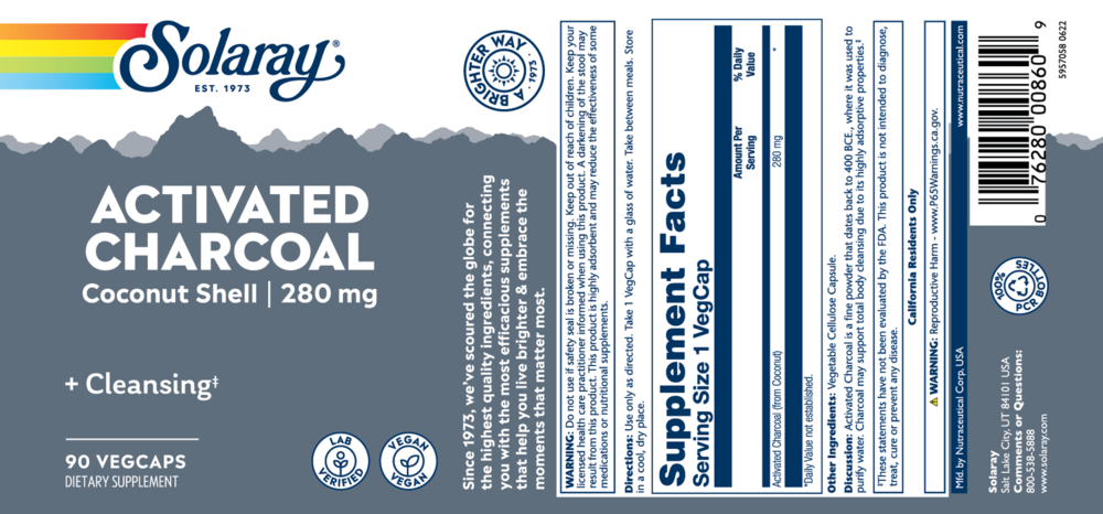 Product image for Activated Charcoal 280mg.