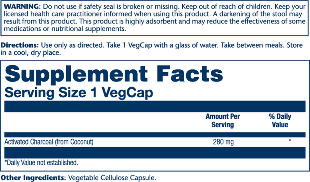 Product image for Activated Charcoal 280mg.