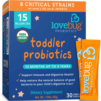 Toddler Probiotic (12mo - 4yrs) (30 Stick Packs) Product image for Toddler Probiotic (12mo - 4yrs) (30 Stick Packs). Discontinued.