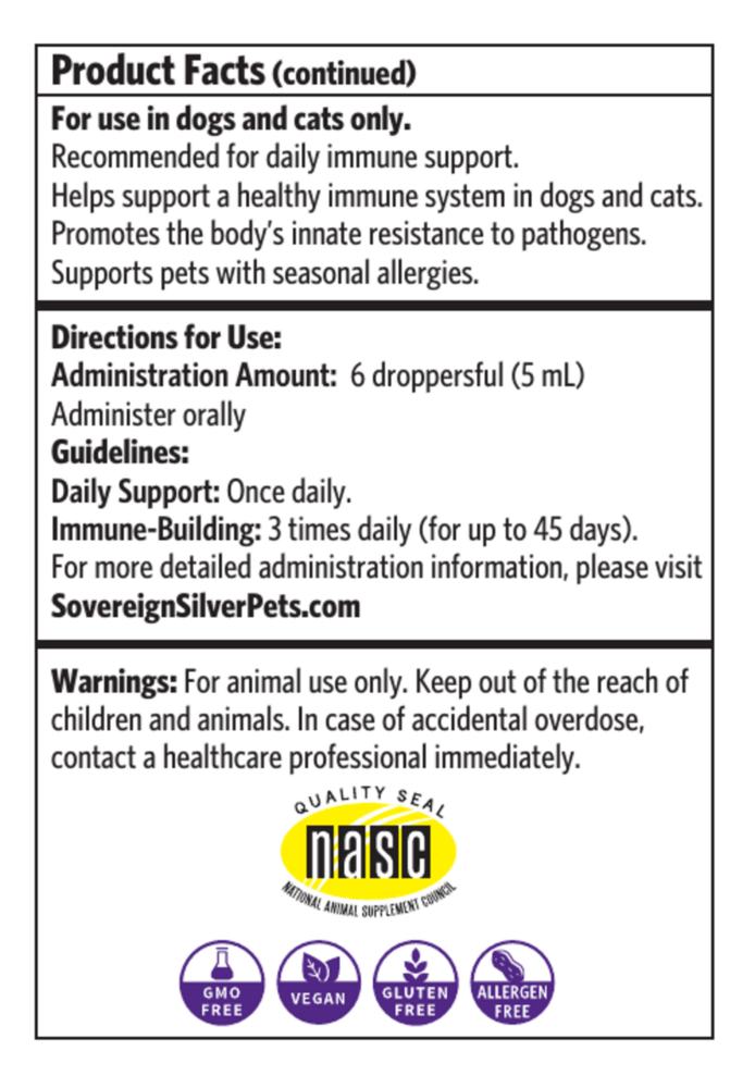 Product image for Bio-Active Silver Hydrosol Immune Pets Dropper.