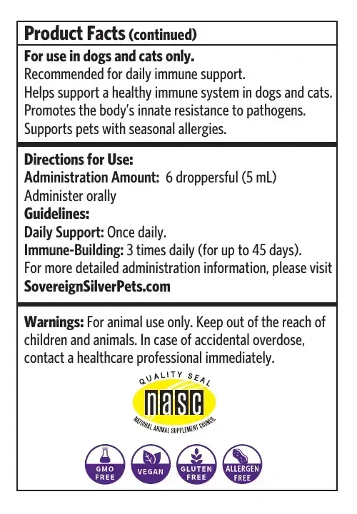 Product image for Bio-Active Silver Hydrosol Immune Pets Dropper.