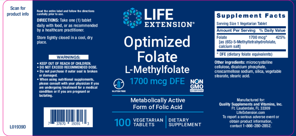 Product image for Optimized Folate (L-Methylfolate).