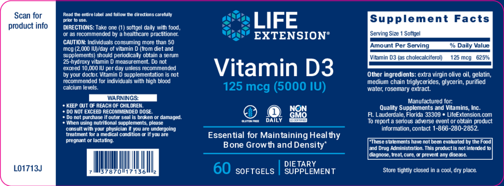 Product image for Vitamin D3 5,000IU.