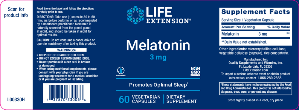 Product image for Melatonin 3mg.