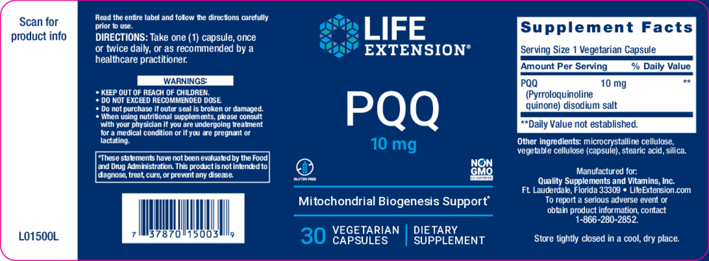 Product image for PQQ 10mg Caps.
