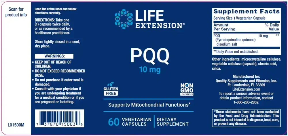 Product image for PQQ 10mg Caps.