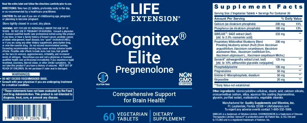 Product image for Cognitex Elite Pregnenolone.