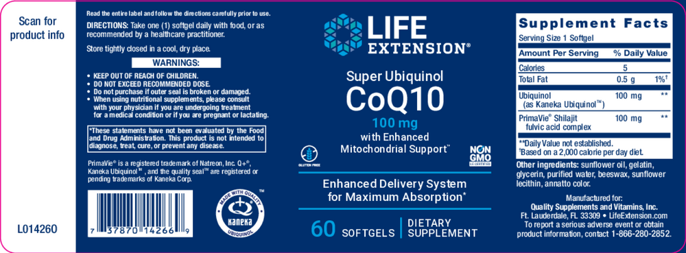 Product image for Super Ubiquinol CoQ10 100mg.