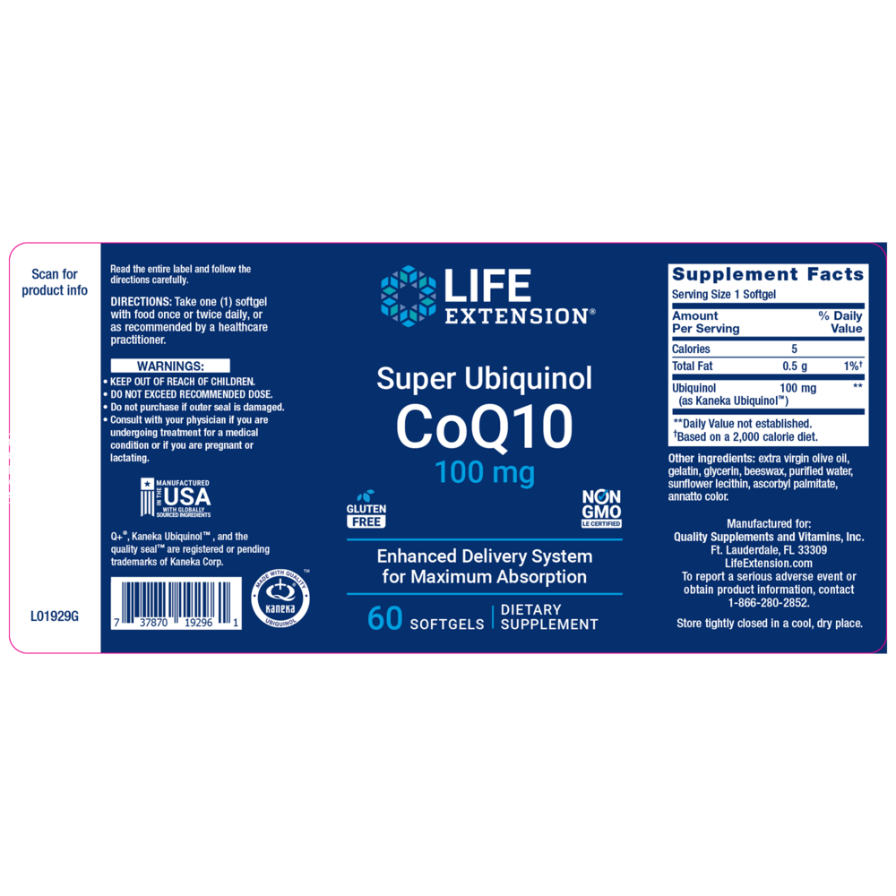 Product image for Super Ubiquinol CoQ10 100mg.