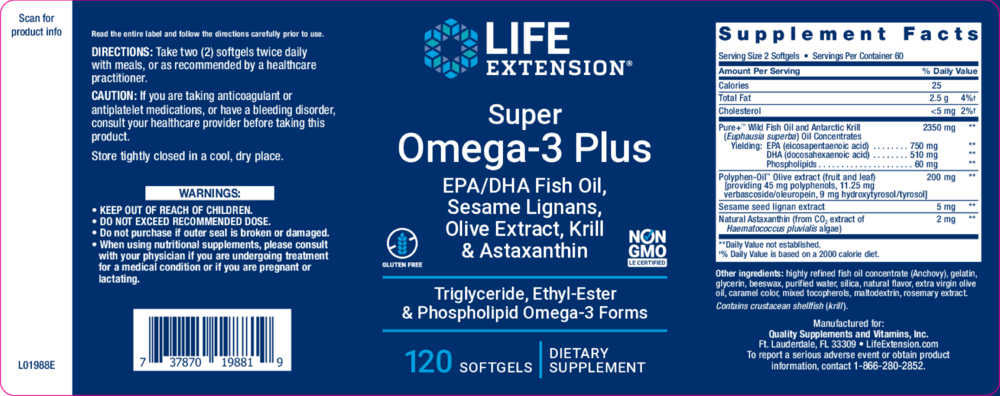 Product image for Super Omega-3 Plus EPA/DHA Fish Oil.