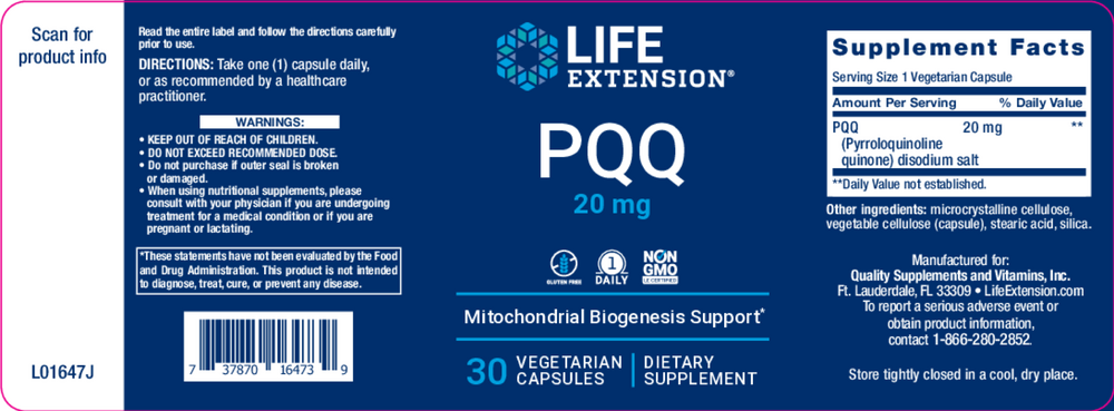 Product image for PQQ 20mg.