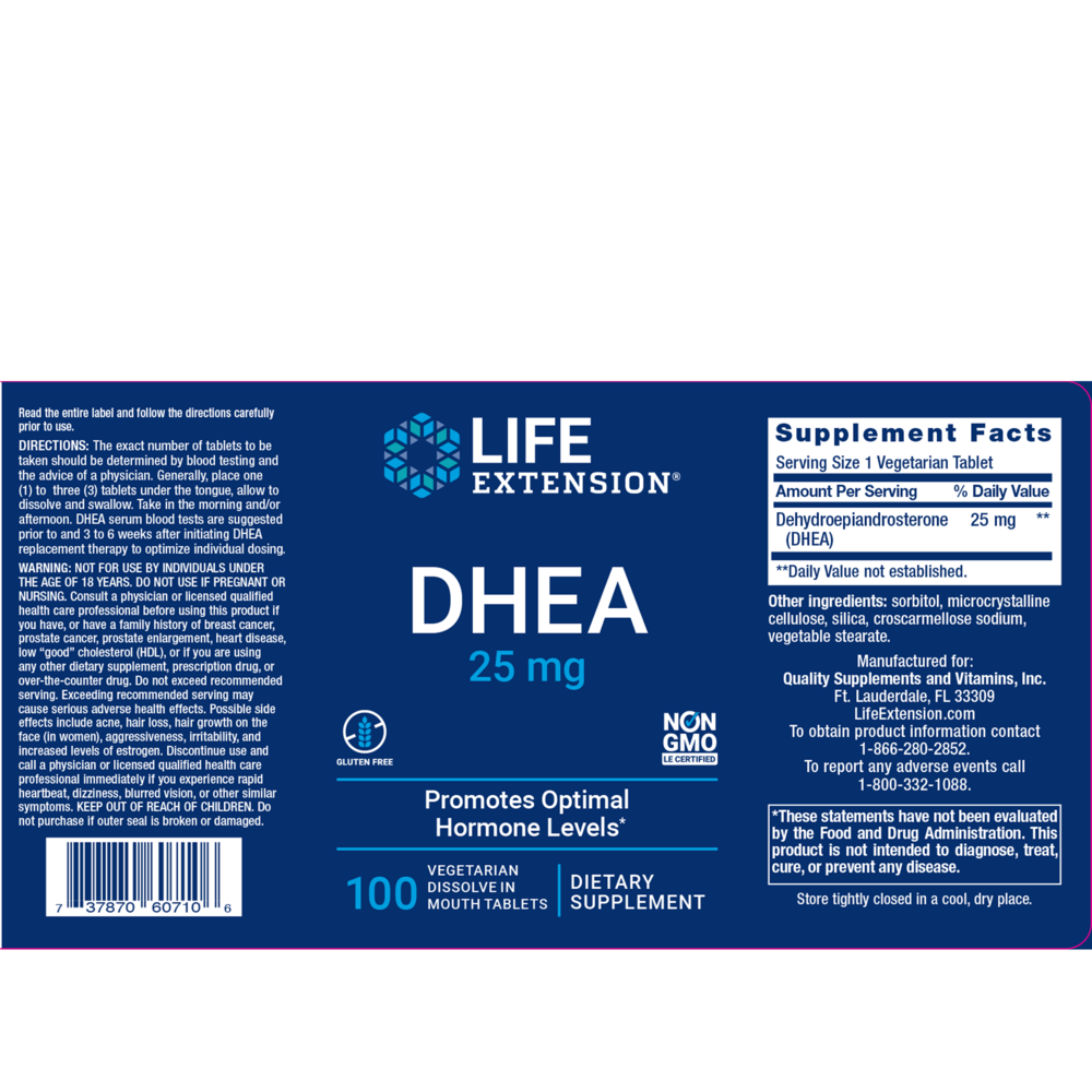 Product image for DHEA (dehydroepiandrosterone) 25mg.