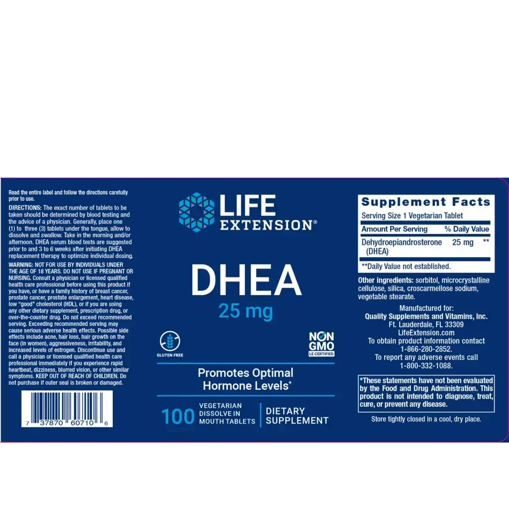 Product image for DHEA (dehydroepiandrosterone) 25mg.