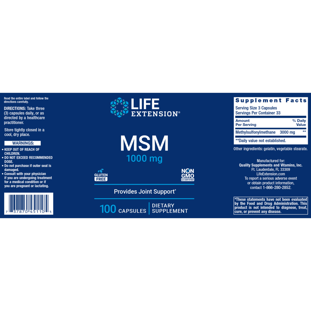 Product image for MSM 1000mg.