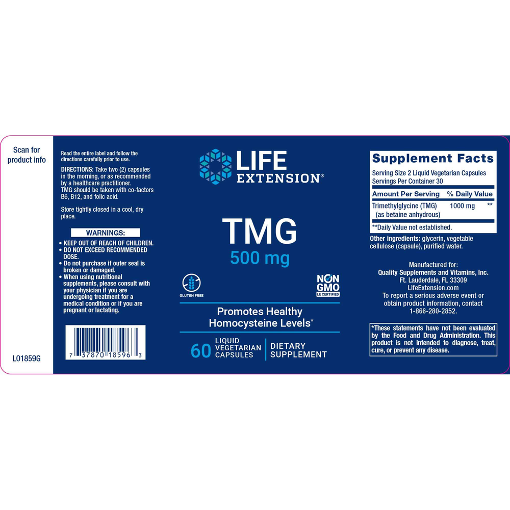 Product image for TMG 500mg.