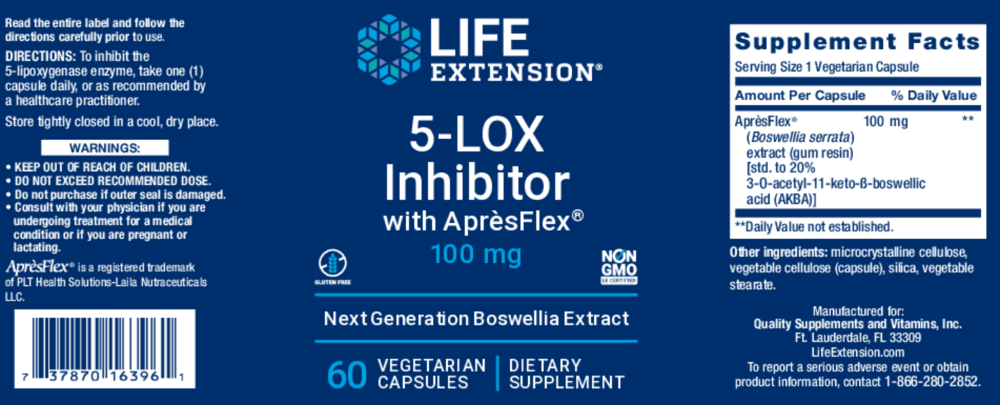 Product image for 5-LOX Inhibitor with ApresFlex 100mg.