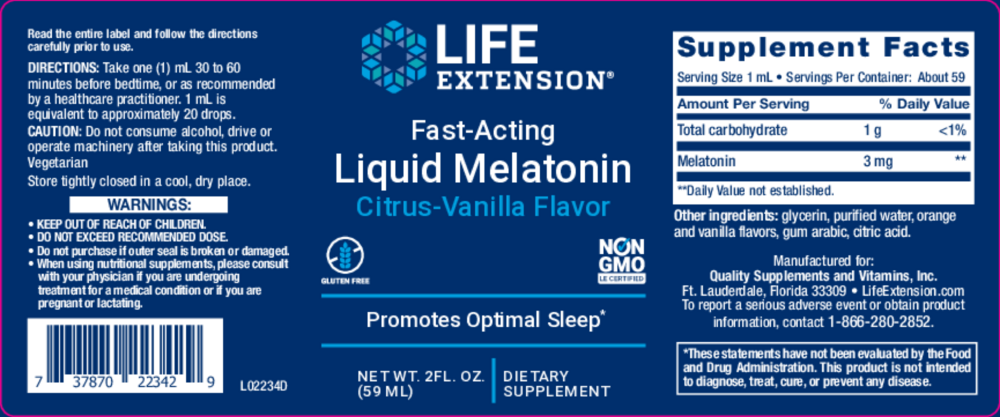 Product image for Fast-Acting Liquid Melatonin Citrus-Vanilla Flavor.