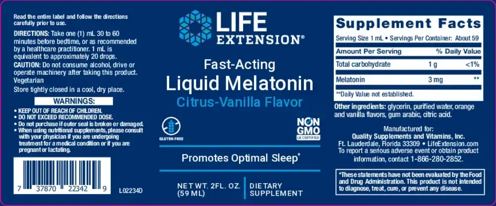 Product image for Fast-Acting Liquid Melatonin Citrus-Vanilla Flavor.