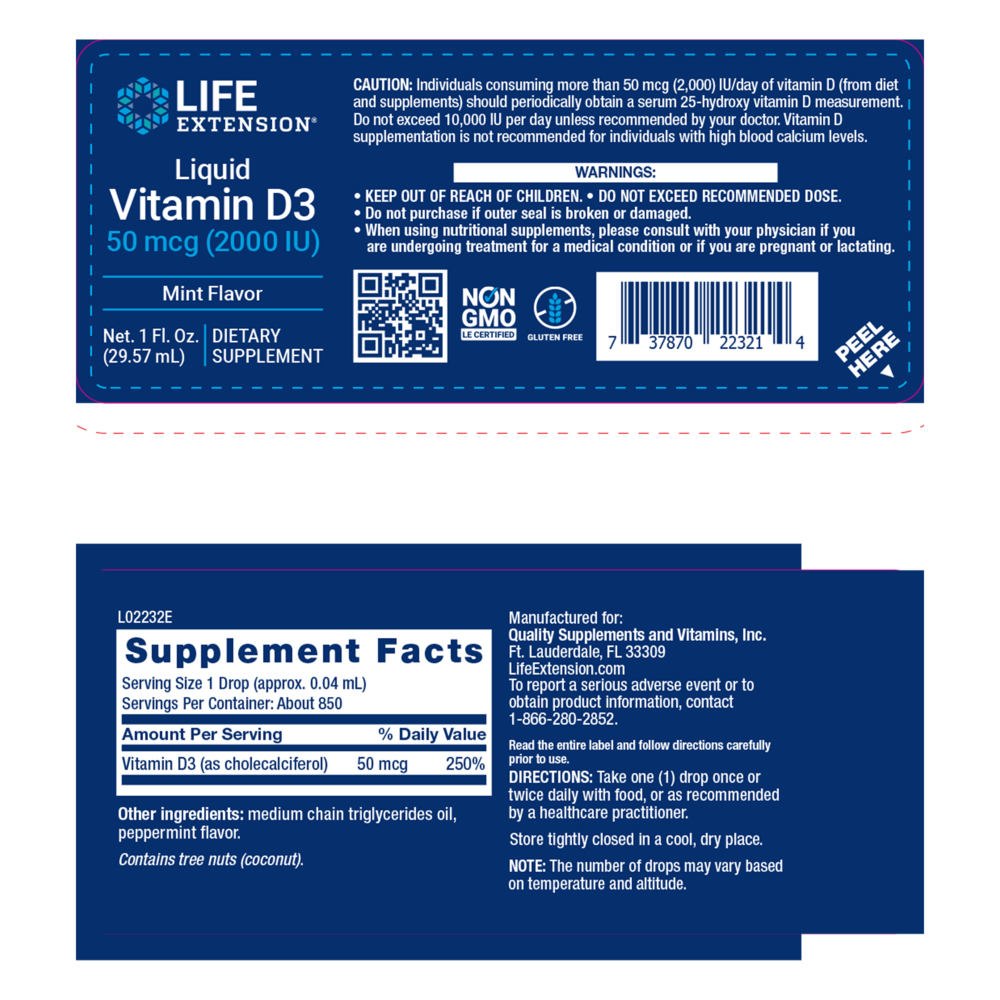 Product image for Liquid Vitamin D3 2,000IU Mint Flavor.