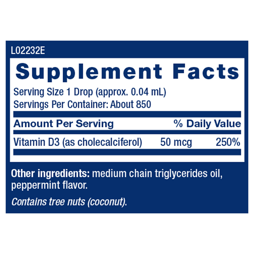 Product image for Liquid Vitamin D3 2,000IU Mint Flavor.