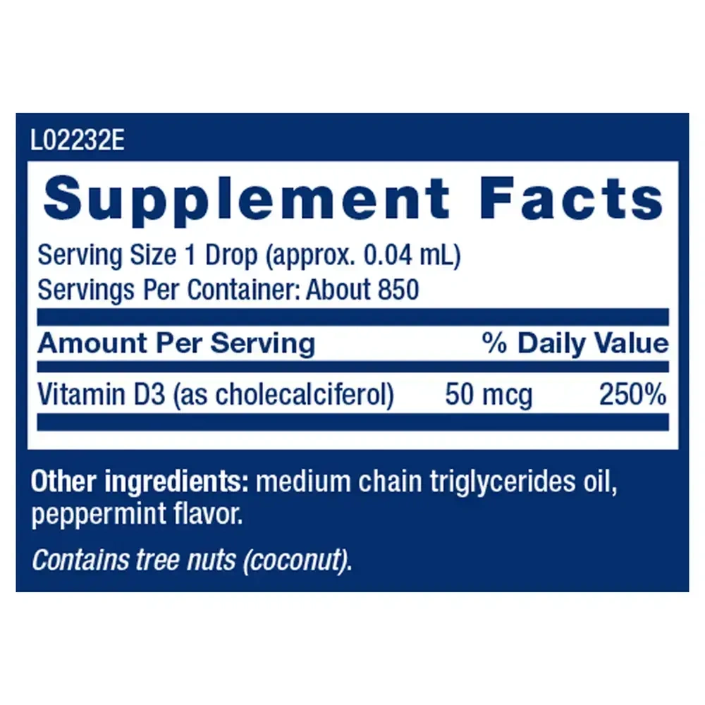 Product image for Liquid Vitamin D3 2,000IU Mint Flavor.