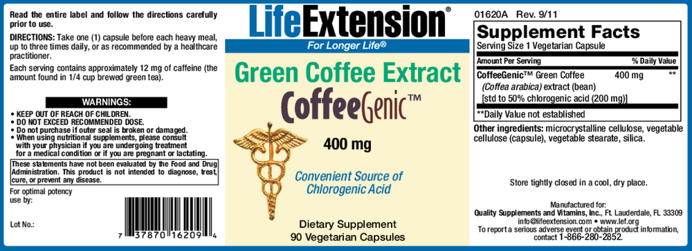 Product image for CoffeeGenic Green Coffee Extract 400mg.