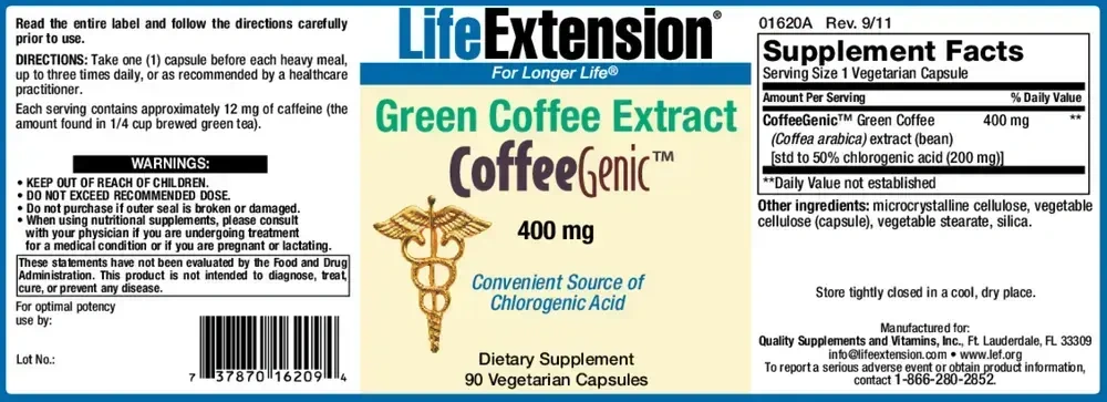 Product image for CoffeeGenic Green Coffee Extract 400mg.