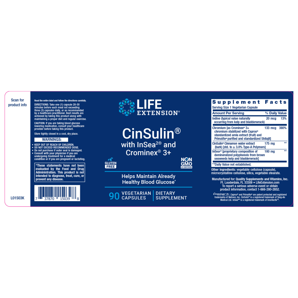 Product image for CinSulin with InSea2 and Crominex 3+.