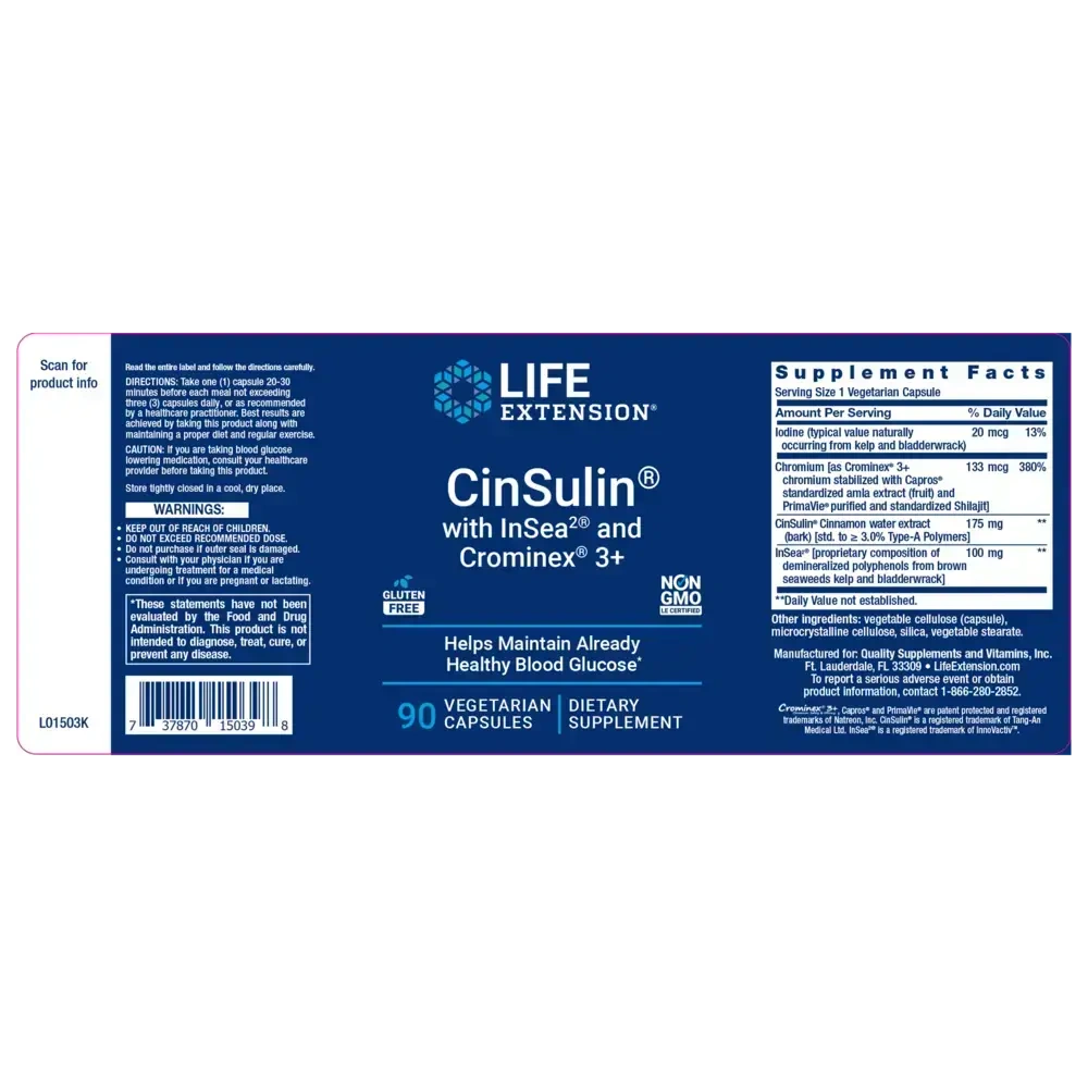 Product image for CinSulin with InSea2 and Crominex 3+.