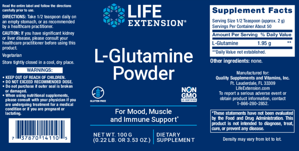 Product image for L-Glutamine 500mg.