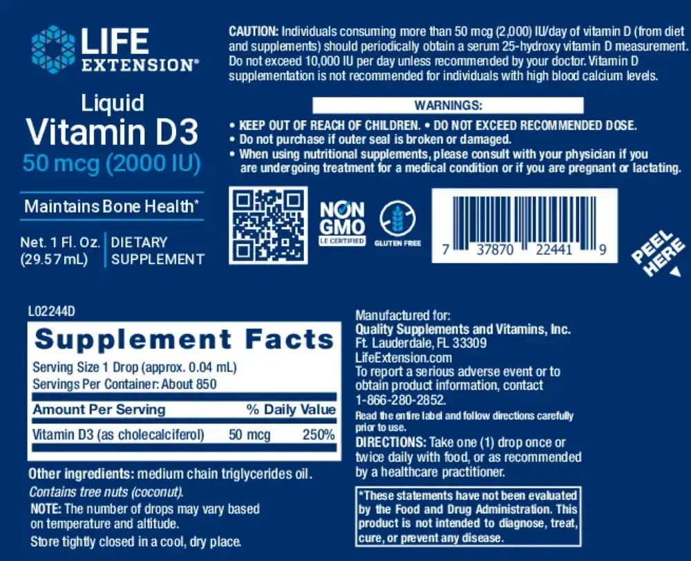 Product image for Liquid Vitamin D3 2000IU.